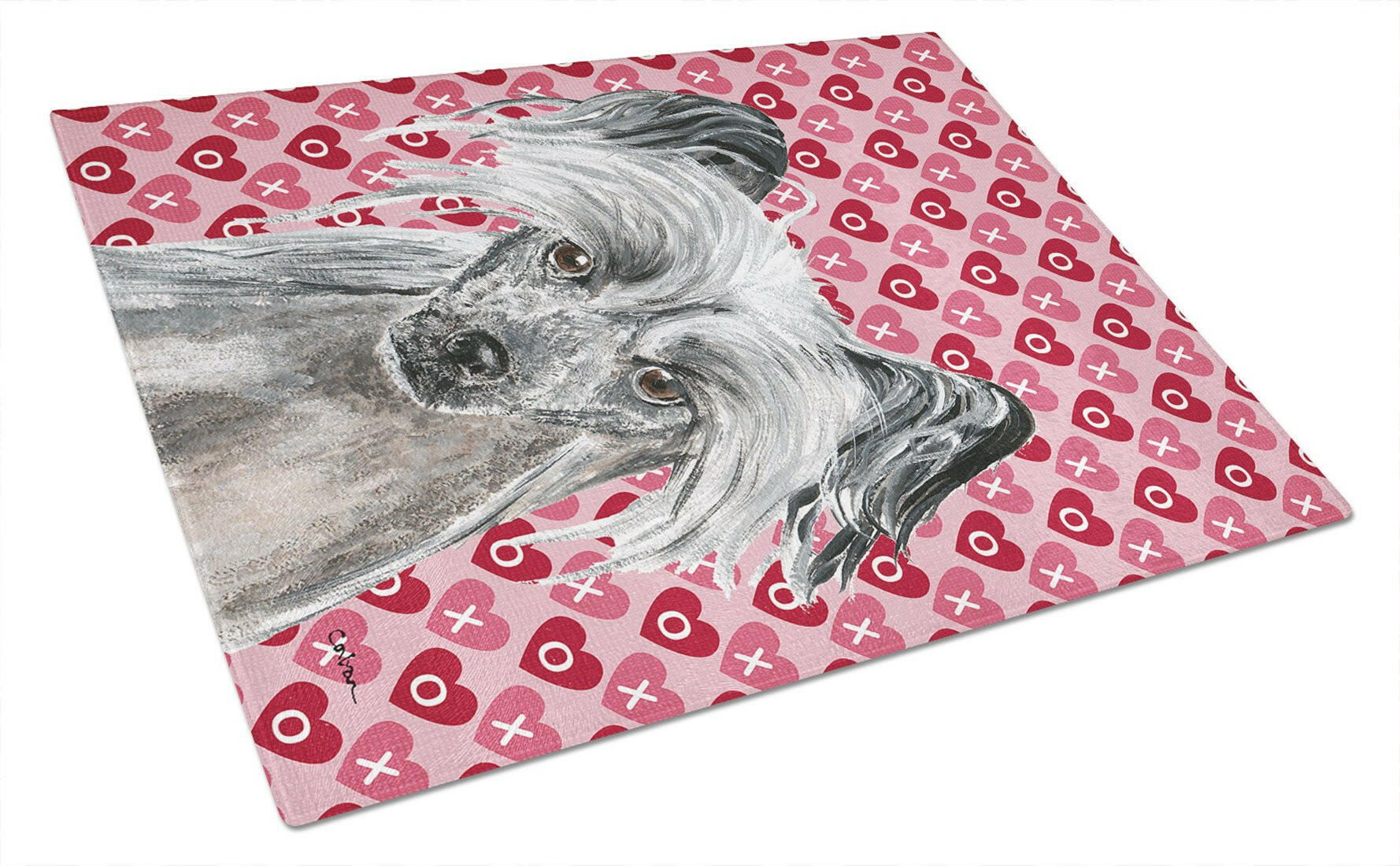 Chinese Crested Valentine's Love Glass Cutting Board Large by Caroline's Treasures