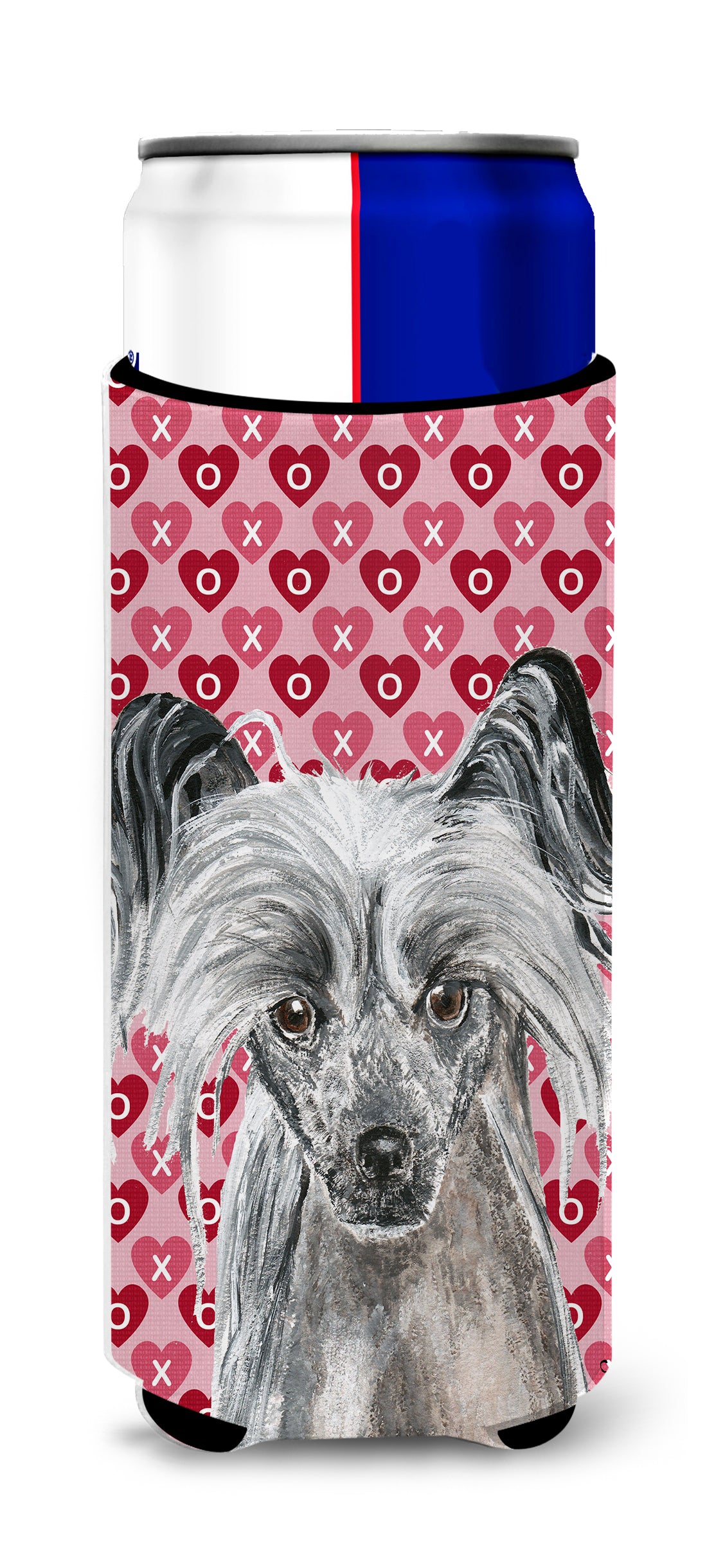Chinese Crested Valentine's Love Ultra Beverage Insulators for slim cans