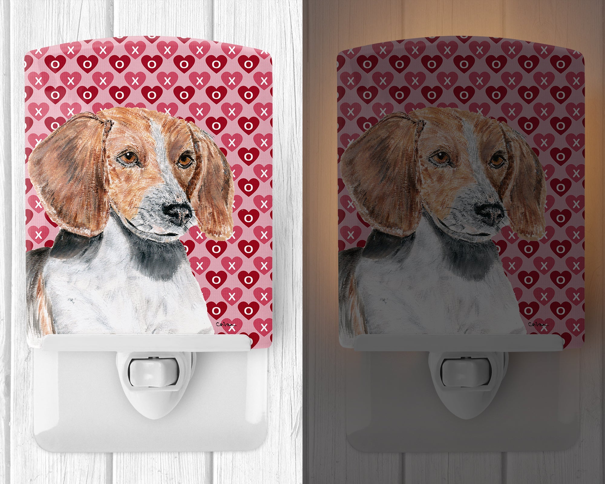 English Foxhound Hearts and Love Ceramic Night Light SC9565CNL - the-store.com