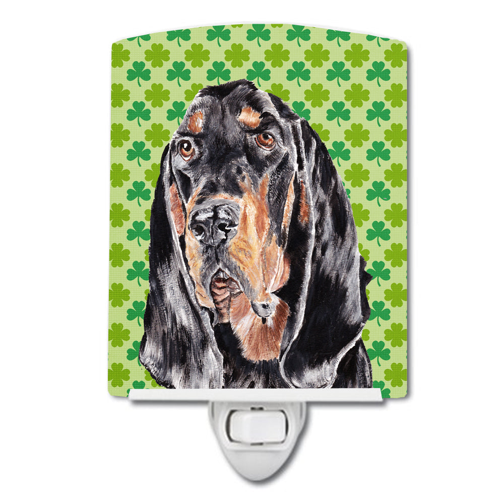 Black and Tan Coonhound Lucky Shamrock St. Patrick's Day Ceramic Night Light SC9567CNL - the-store.com