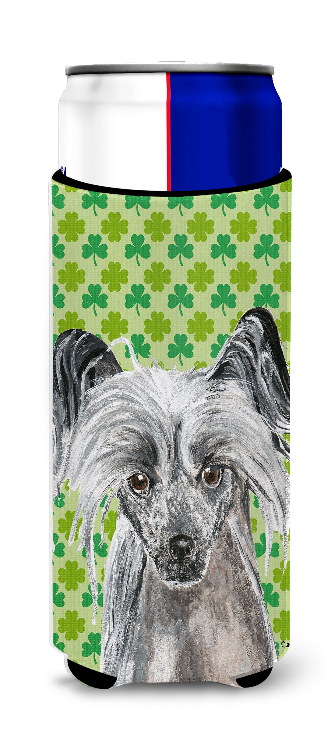 Chinese Crested St Patrick's Irish Ultra Beverage Insulators for slim cans