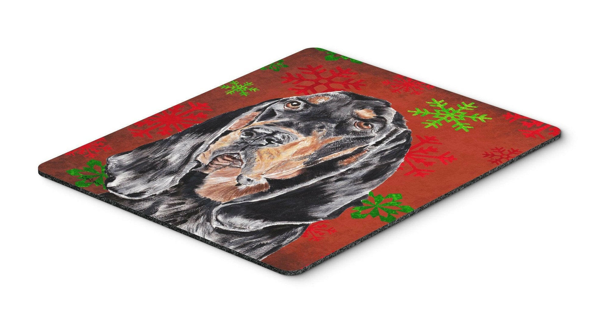 Coonhound Red Snowflake Christmas Mouse Pad, Hot Pad or Trivet by Caroline's Treasures