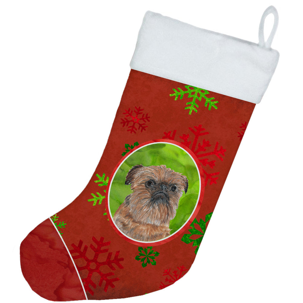 Brussels Griffon Red Snowflakes Holiday Christmas Stocking SC9586-CS