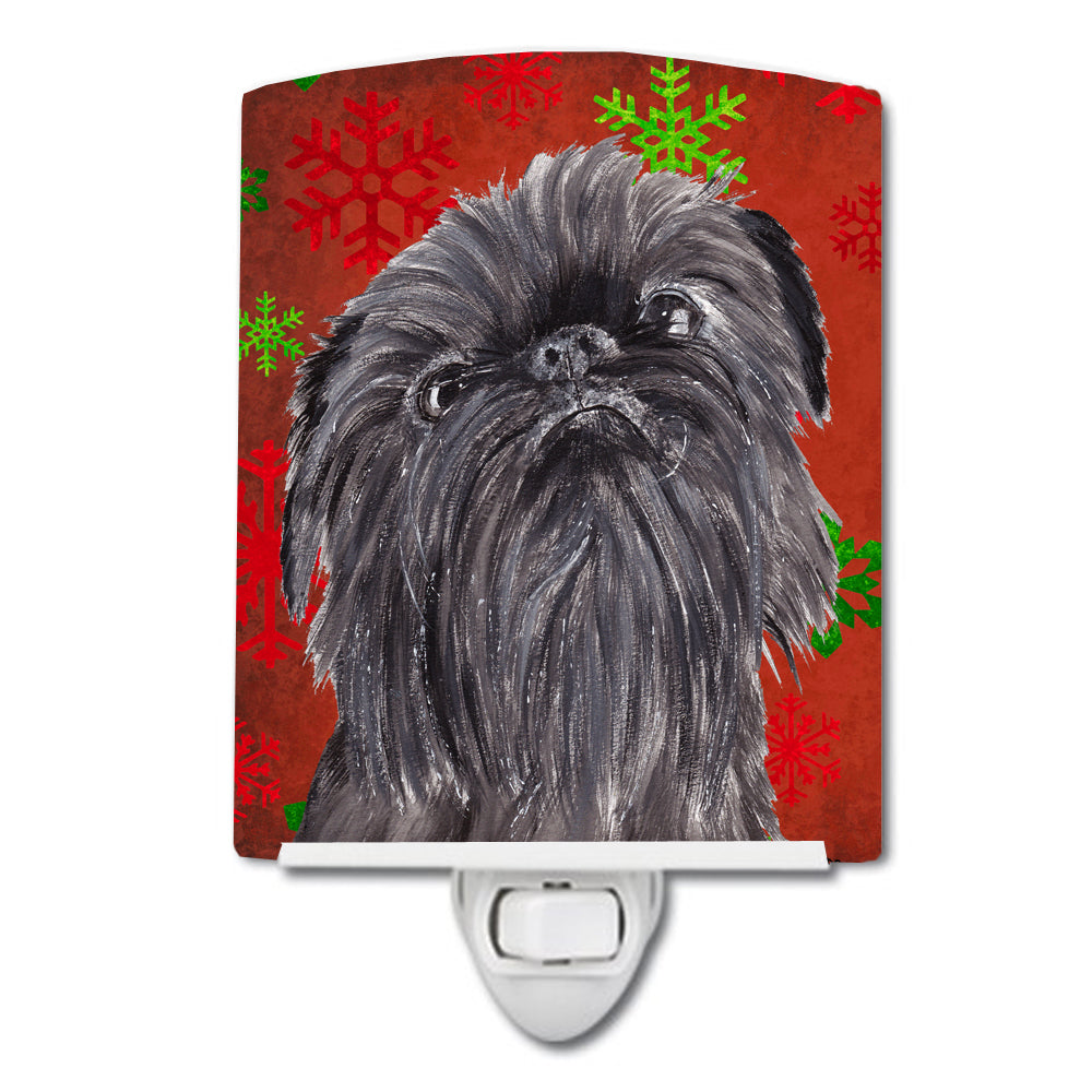 Brussels Griffon Red Snowflakes Holiday Ceramic Night Light SC9587CNL - the-store.com
