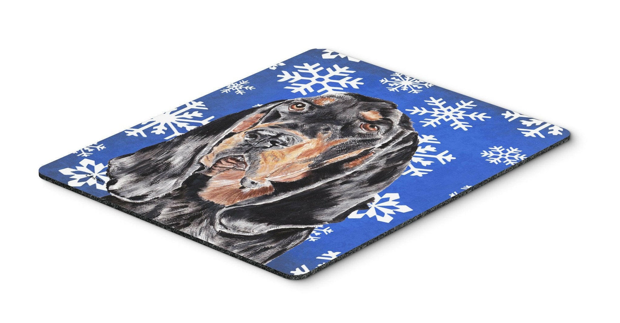 Coonhound Blue Snowflake Winter Mouse Pad, Hot Pad or Trivet by Caroline's Treasures