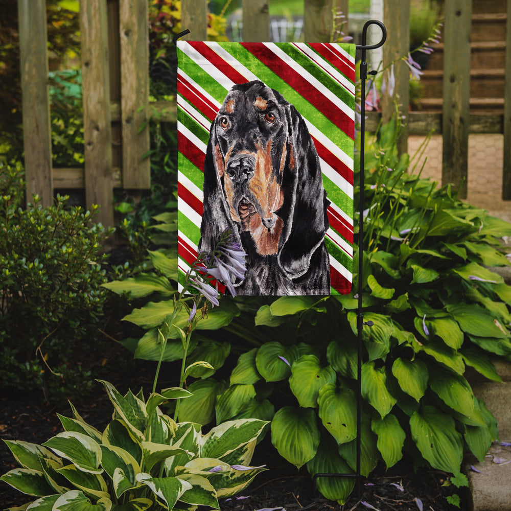 Coonhound Candy Cane Christmas Flag Garden Size.