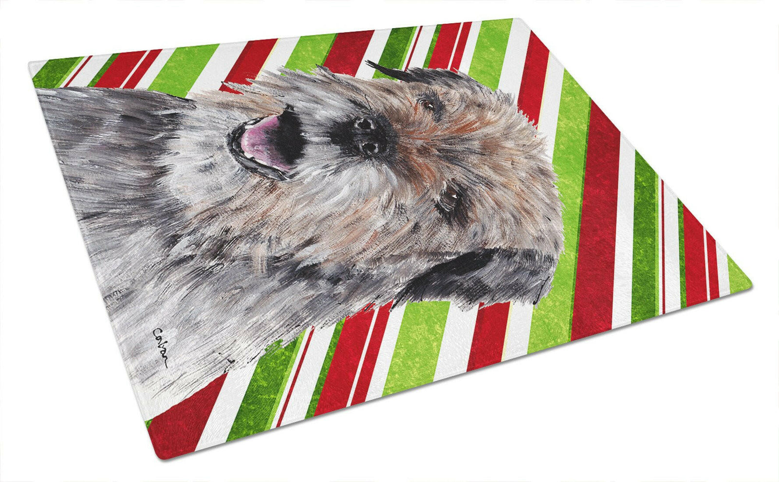 Border Terrier Candy Cane Christmas Glass Cutting Board Large by Caroline's Treasures