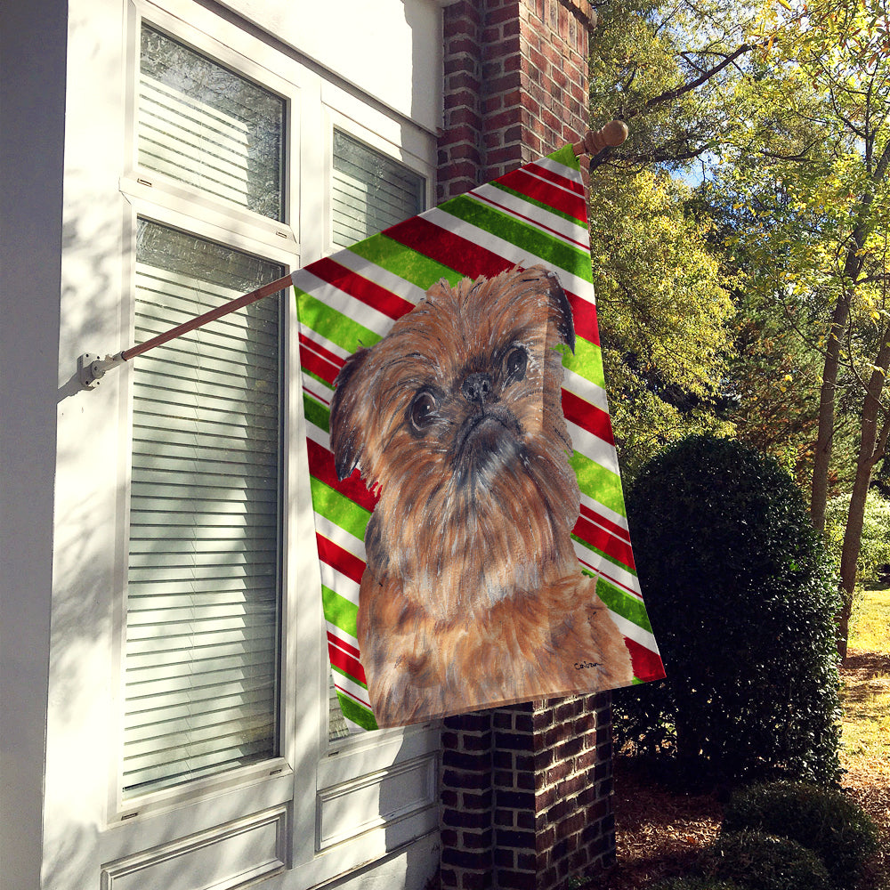 Brussels Griffon Candy Cane Christmas Flag Canvas House Size