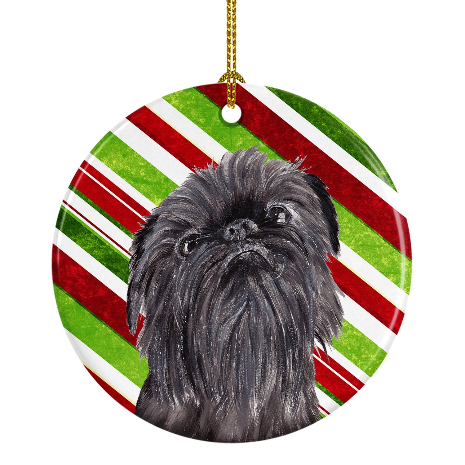 Brussels Griffon Candy Cane Christmas Ceramic Ornament SC9615CO1 - the-store.com
