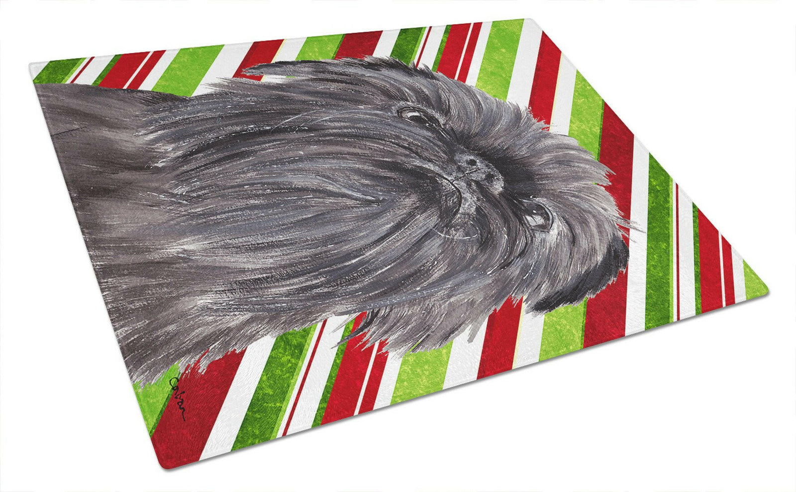 Brussels Griffon Candy Cane Christmas Glass Cutting Board Large by Caroline's Treasures