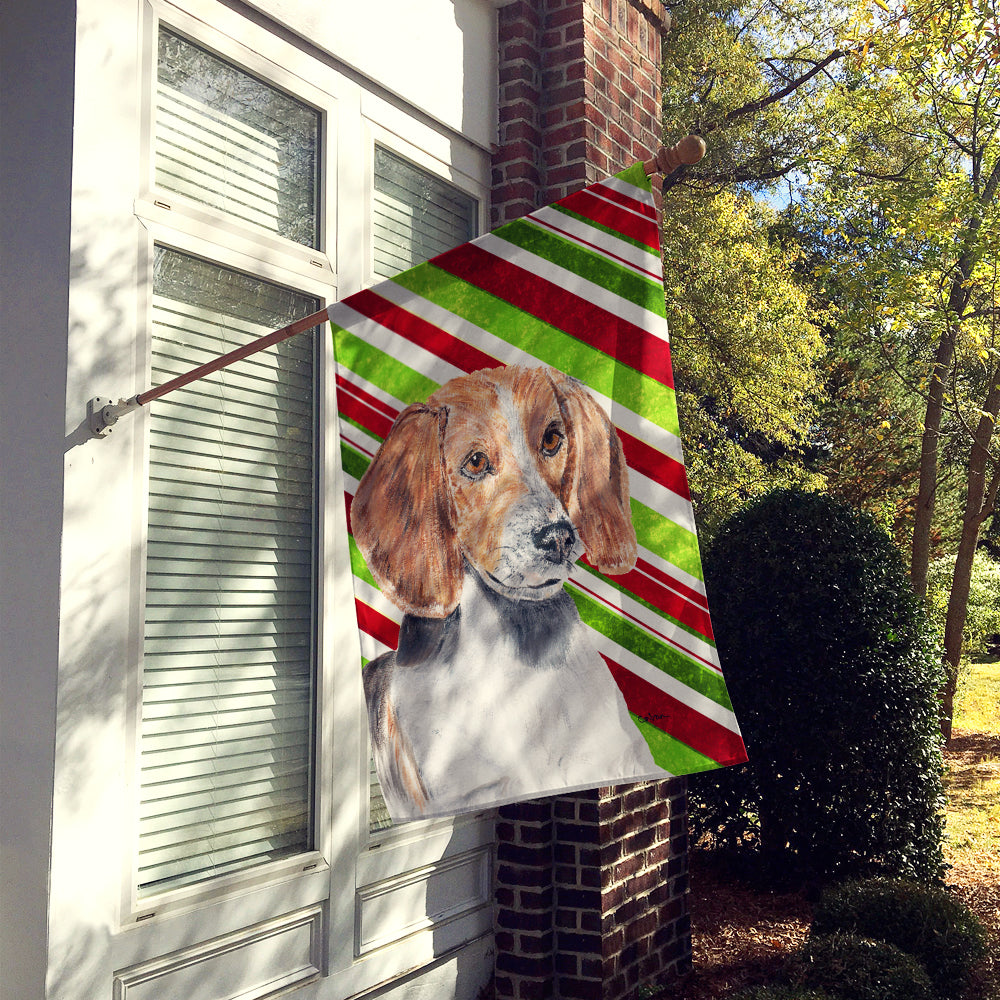 English Foxhound Candy Cane Christmas Flag Canvas House Size