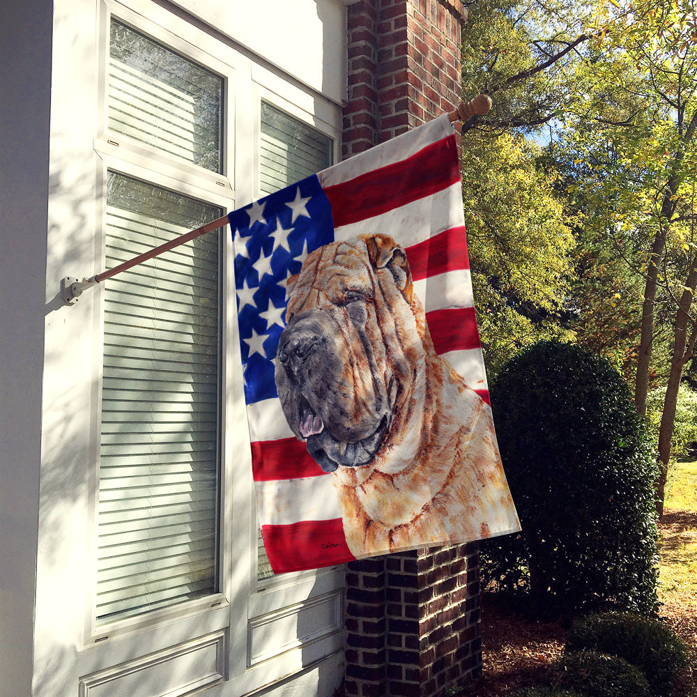 Shar Pei with American Flag USA Flag Canvas House Size SC9623CHF