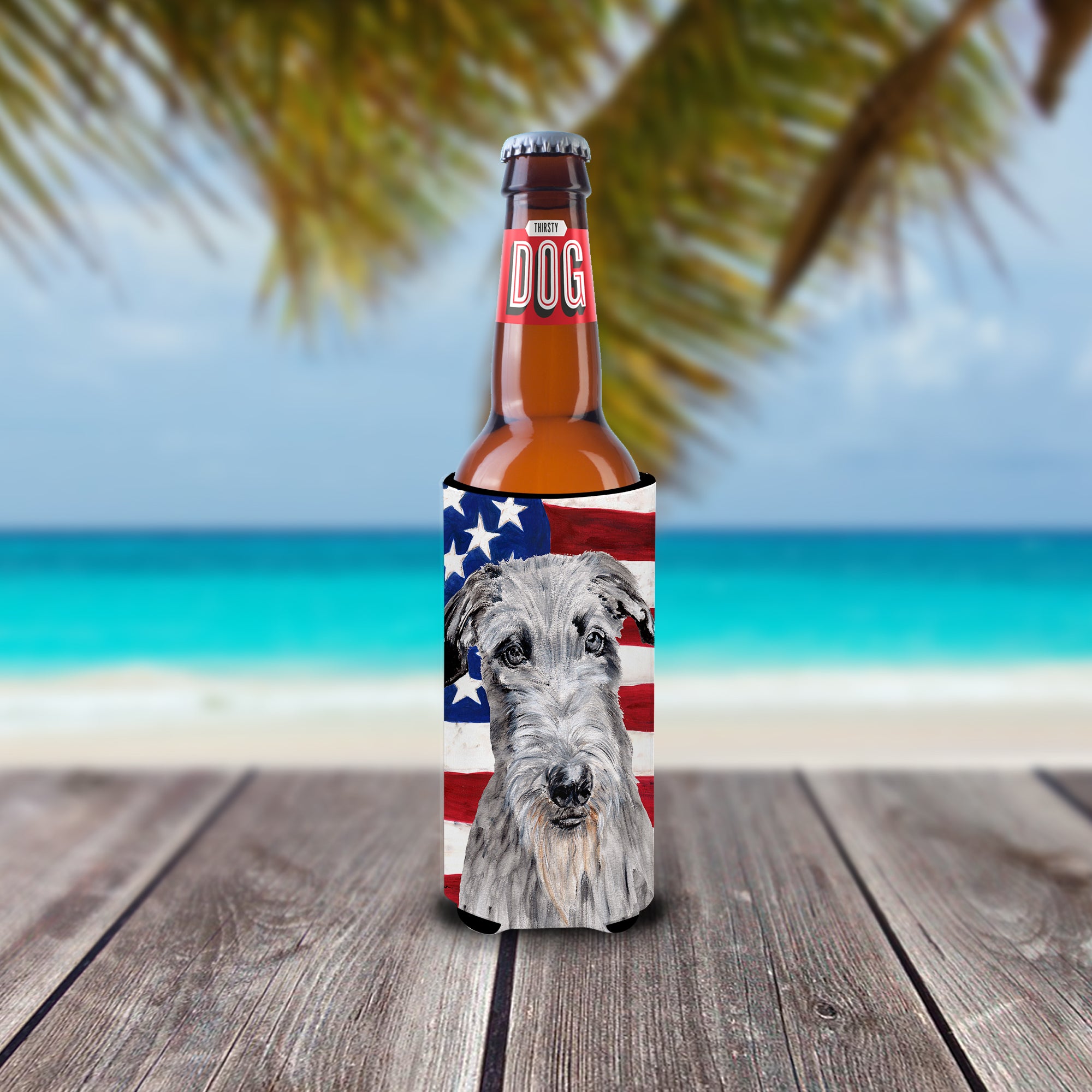 Scottish Deerhound with American Flag USA Ultra Beverage Insulators for slim cans SC9634MUK