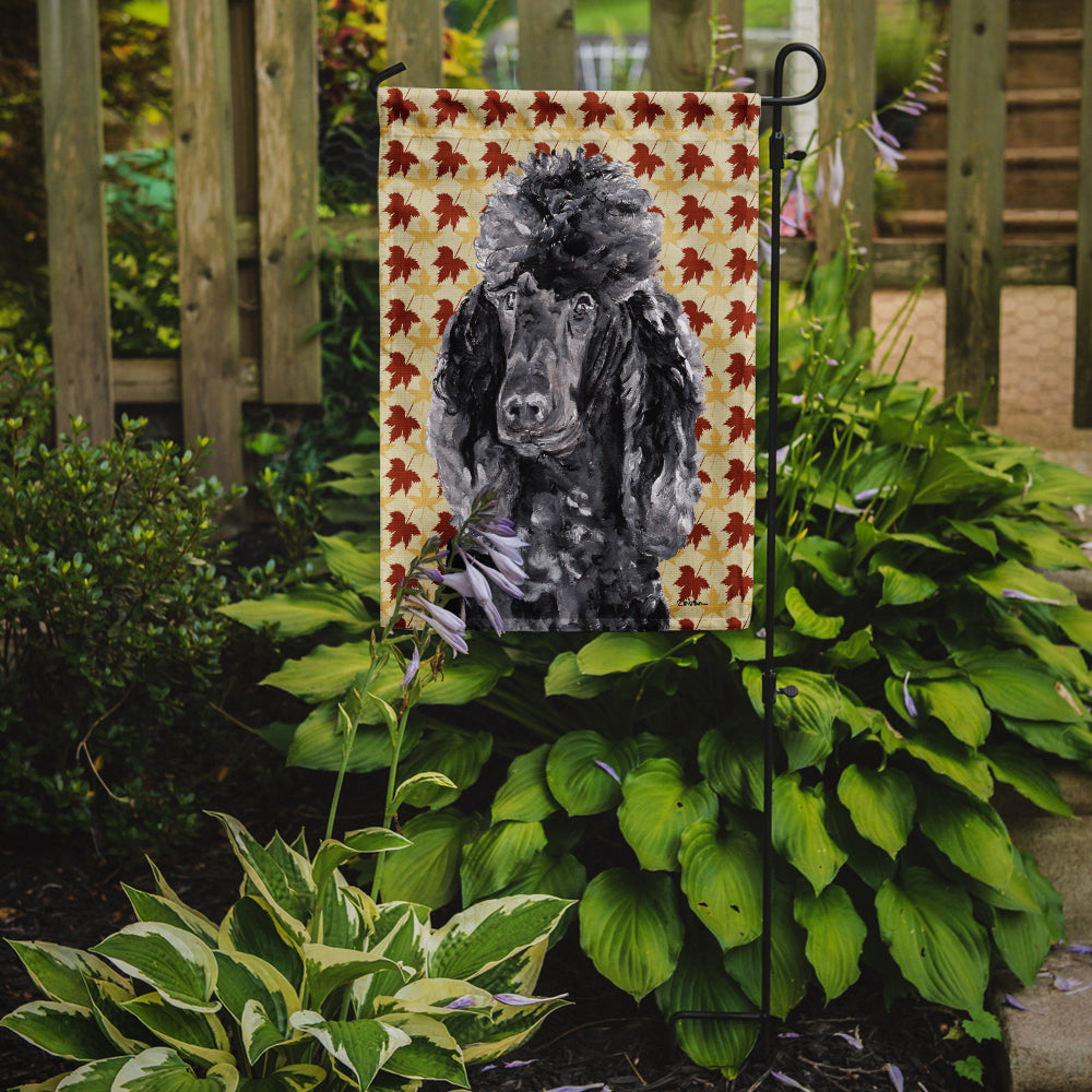 Black Standard Poodle Fall Leaves Flag Garden Size SC9674GF