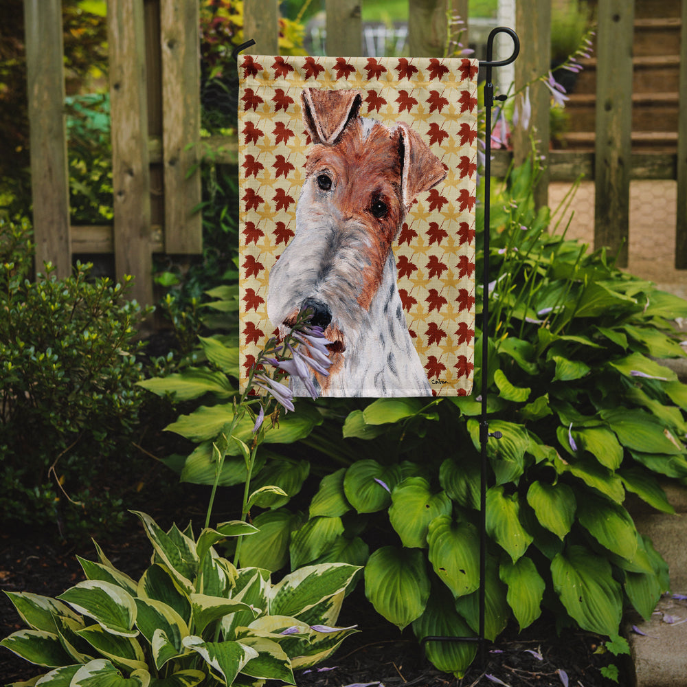 Wire Fox Terrier Fall Leaves Flag Garden Size SC9676GF