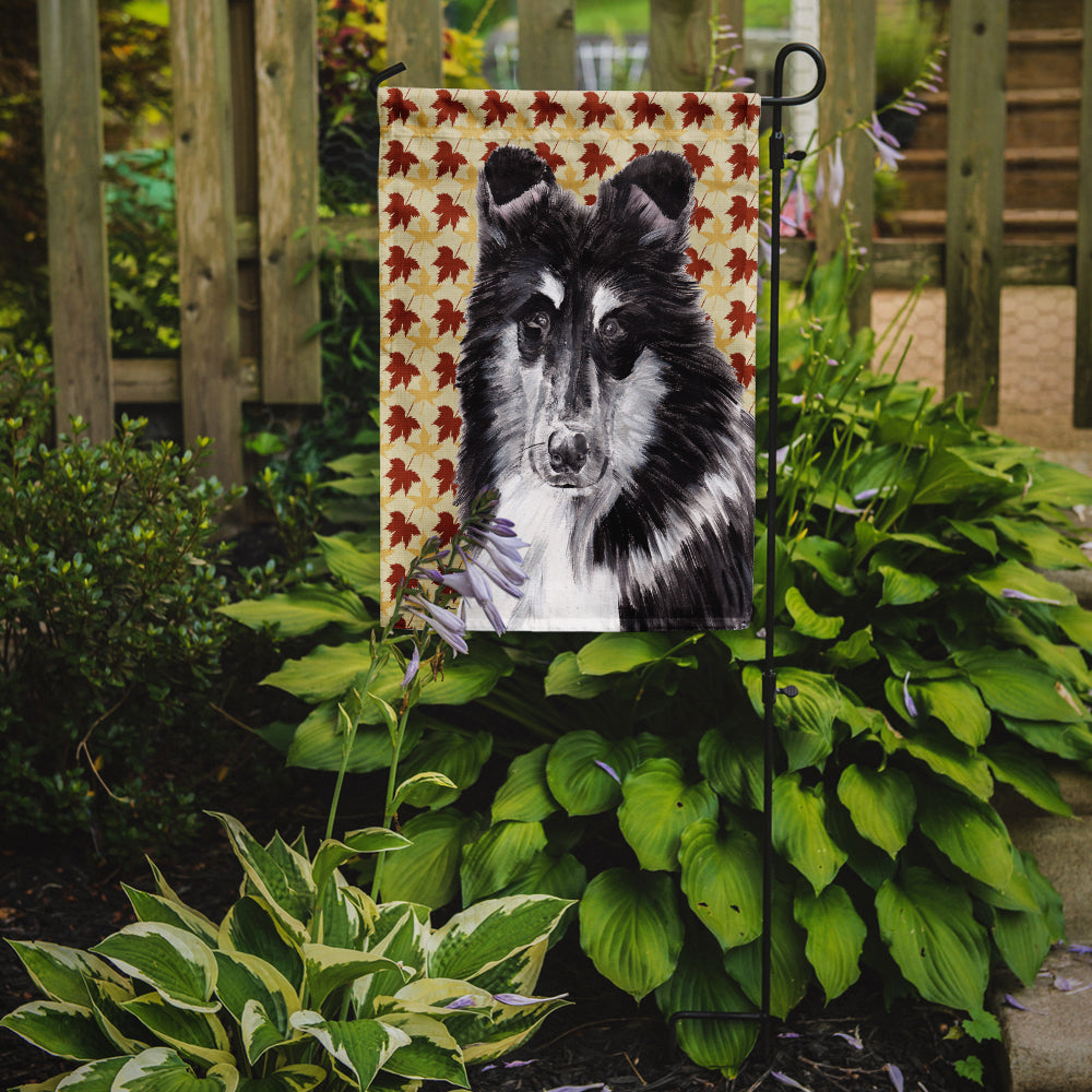 Black and White Collie Fall Leaves Flag Garden Size SC9678GF