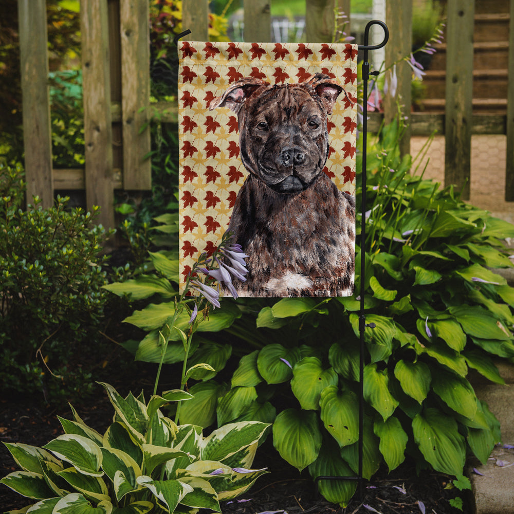 Staffordshire Bull Terrier Staffie Fall Leaves Flag Garden Size SC9681GF
