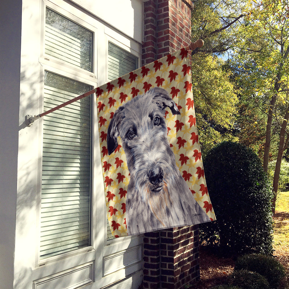Scottish Deerhound Fall Leaves Flag Canvas House Size SC9682CHF