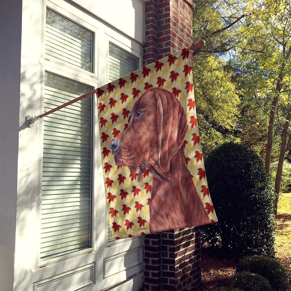 Redbone Coonhound Fall Leaves Flag Canvas House Size SC9683CHF