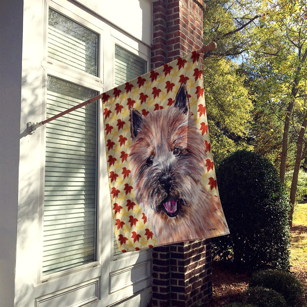 Norwich Terrier Fall Leaves Flag Canvas House Size SC9686CHF