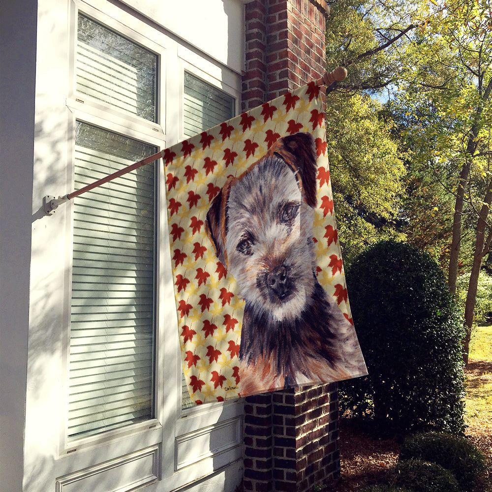 Norfolk Terrier Puppy Fall Leaves Flag Canvas House Size SC9687CHF