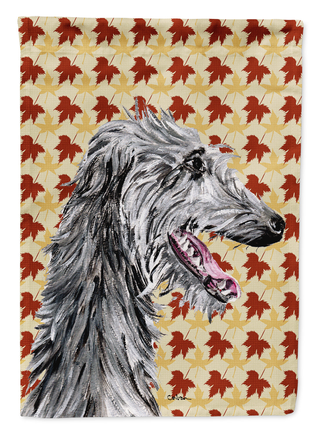 Scottish Deerhound Fall Leaves Flag Canvas House Size SC9693CHF
