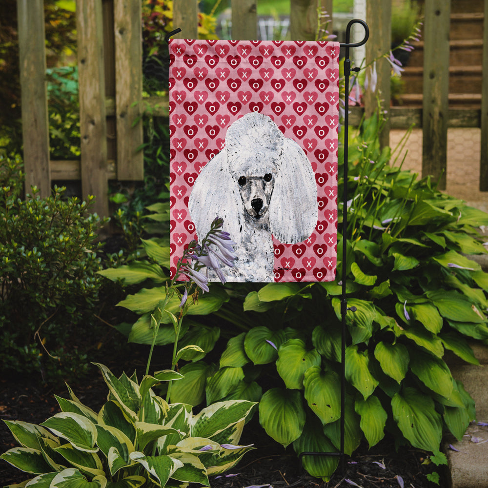 White Toy Poodle Hearts and Love Flag Garden Size SC9701GF