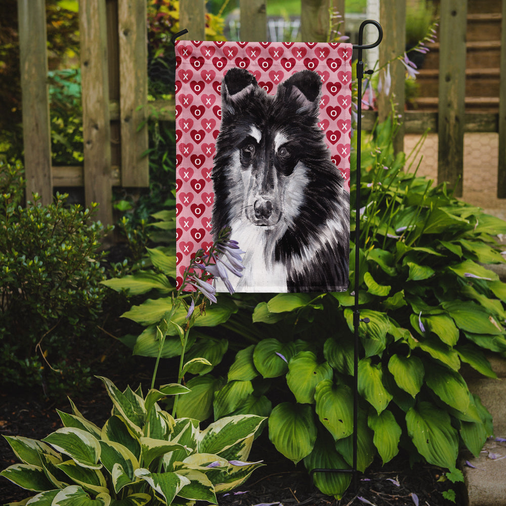 Black and White Collie Hearts and Love Flag Garden Size SC9702GF