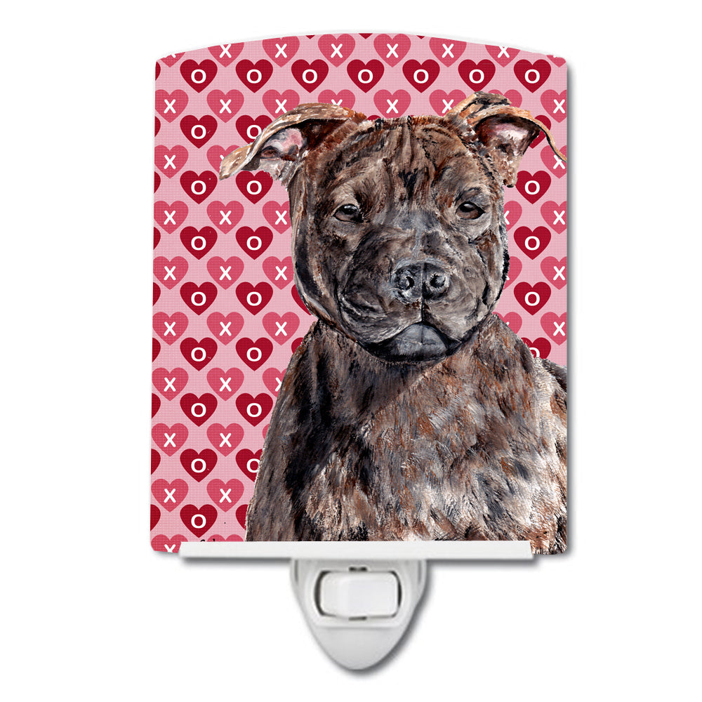 Staffordshire Bull Terrier Staffie Hearts and Love Ceramic Night Light SC9705CNL - the-store.com
