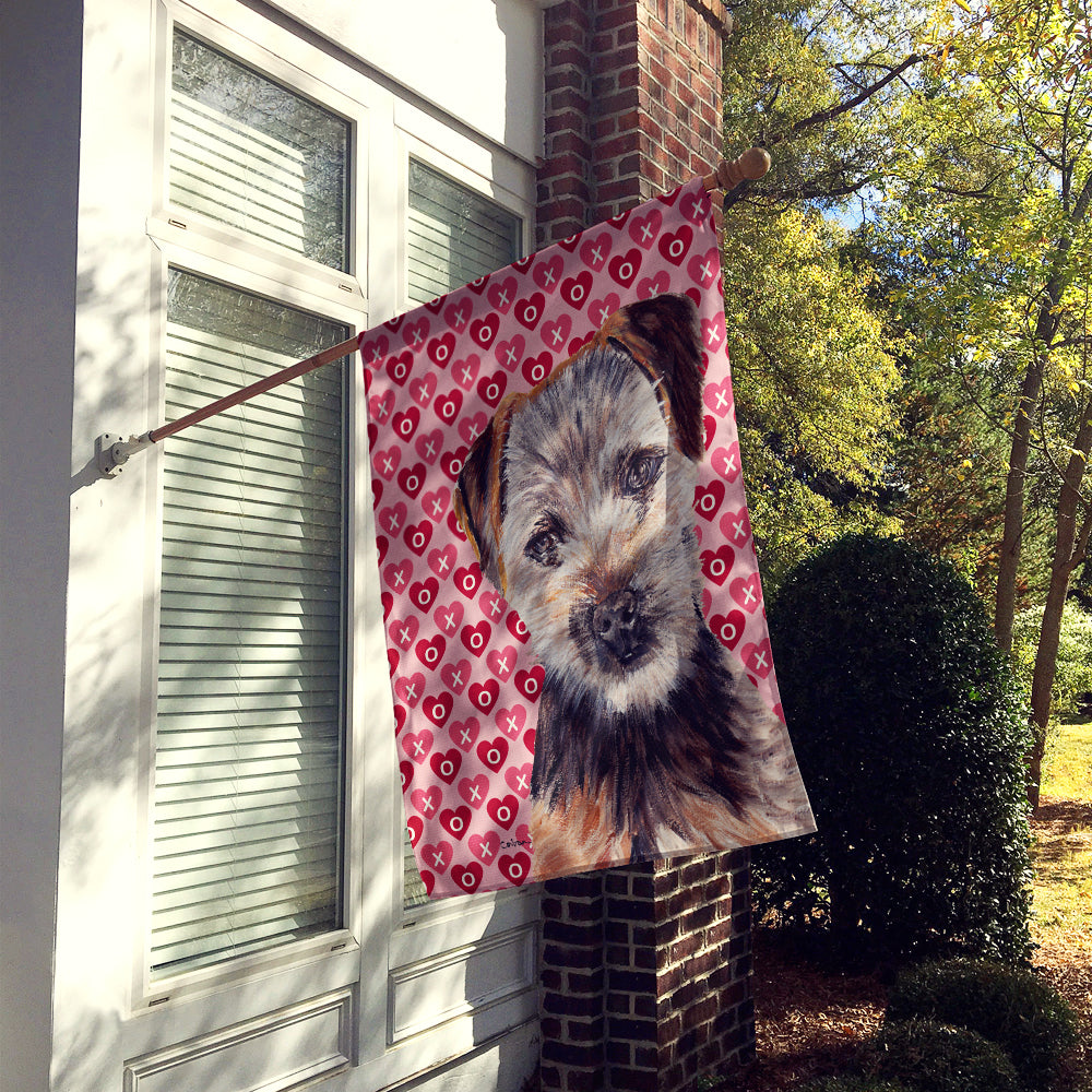 Norfolk Terrier Puppy Hearts and Love Flag Canvas House Size SC9711CHF