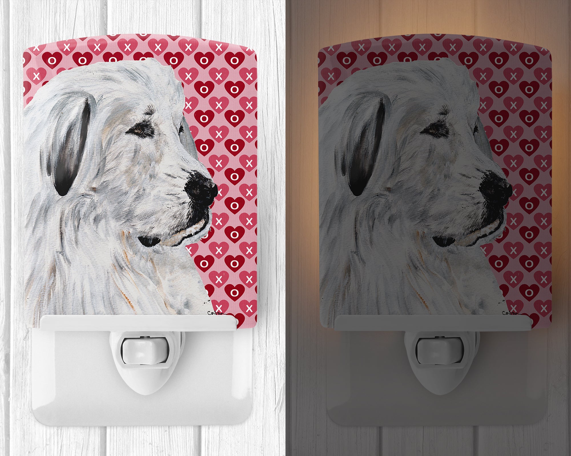 Great Pyrenees Hearts and Love Ceramic Night Light SC9714CNL - the-store.com