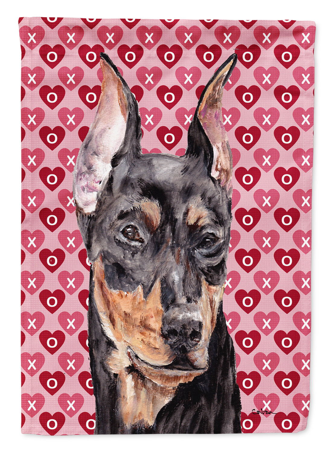 German Pinscher Hearts and Love Flag Canvas House Size SC9716CHF