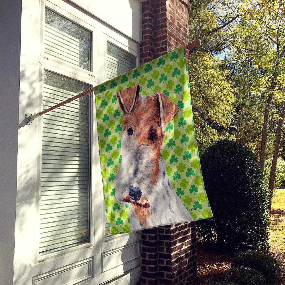 Wire Fox Terrier Lucky Shamrock St. Patrick's Day Flag Canvas House Size SC9724CHF