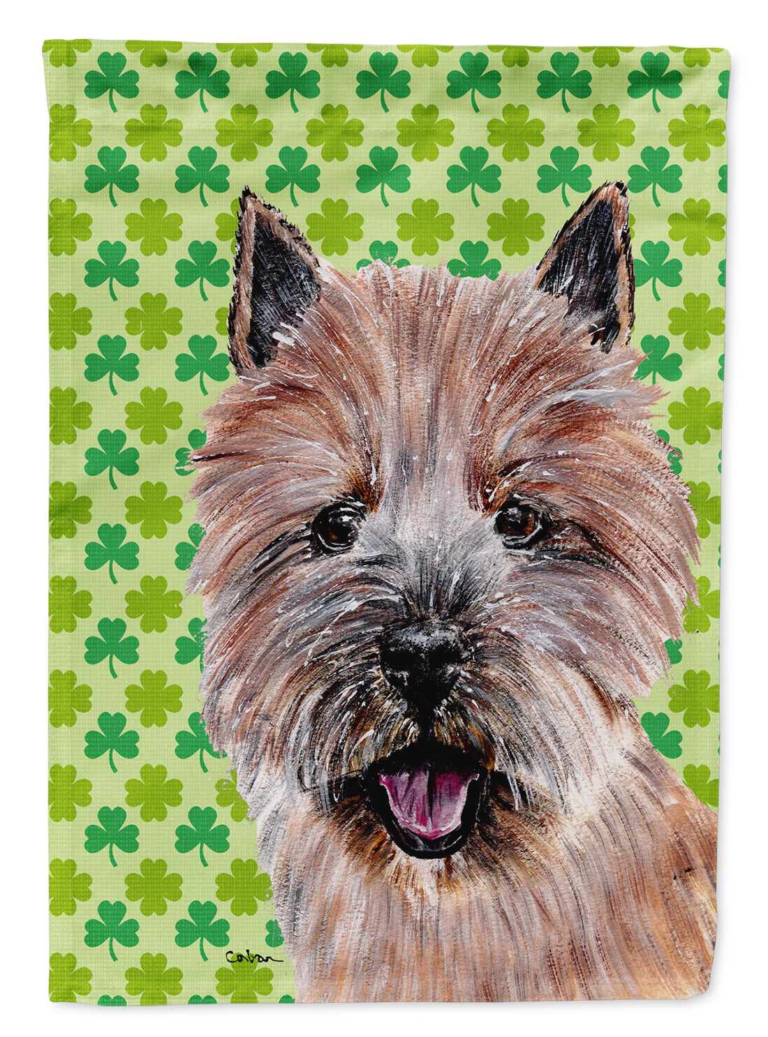 Norwich Terrier Lucky Shamrock St. Patrick's Day Flag Canvas House Size SC9734CHF
