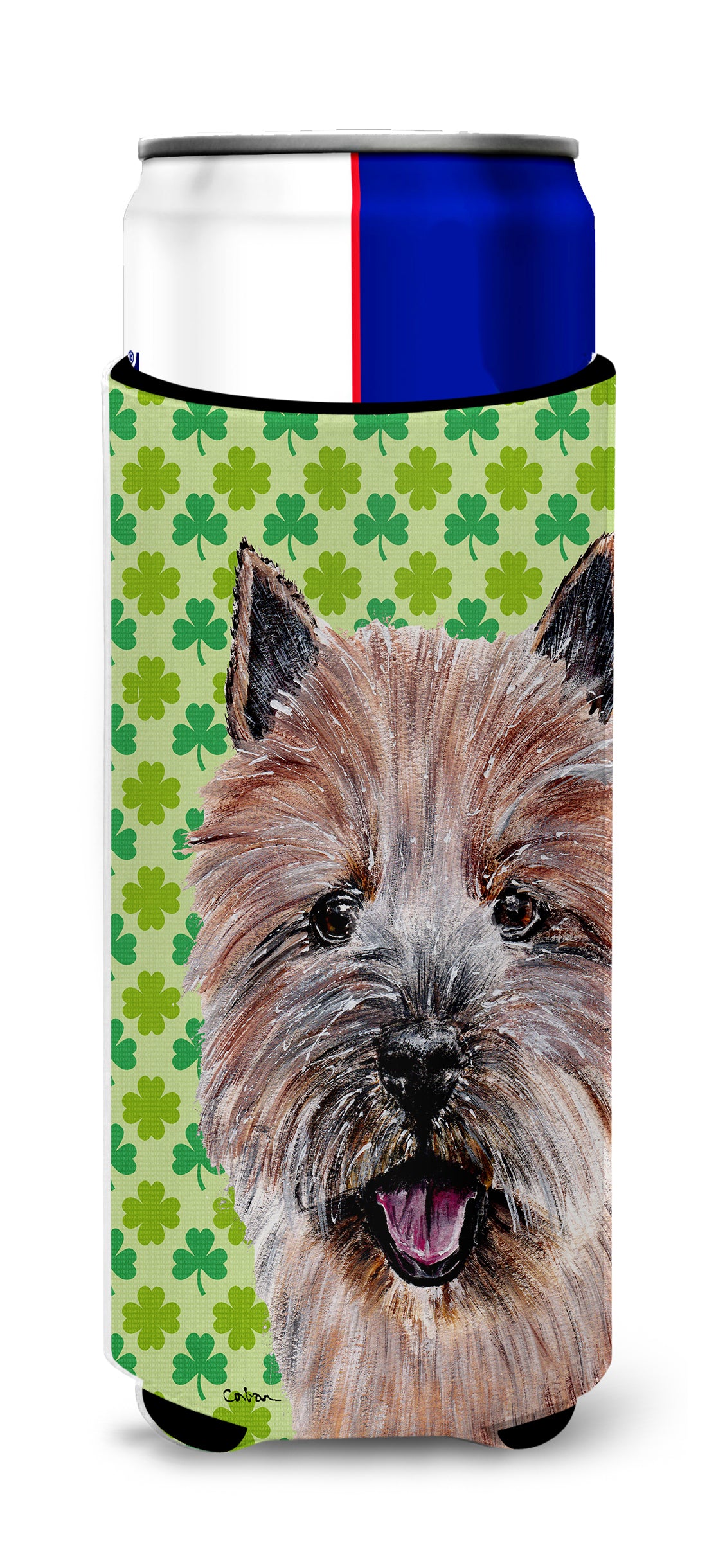 Norwich Terrier Lucky Shamrock St. Patrick's Day Ultra Beverage Insulators for slim cans SC9734MUK