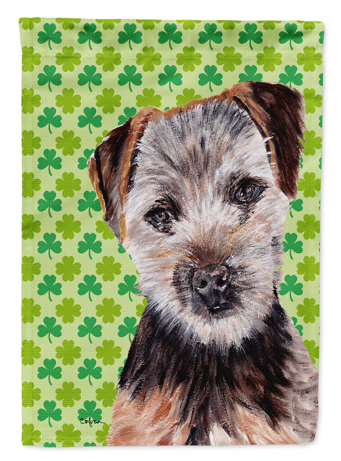 Norfolk Terrier Puppy Lucky Shamrock St. Patrick's Day Flag Canvas House Size SC9735CHF