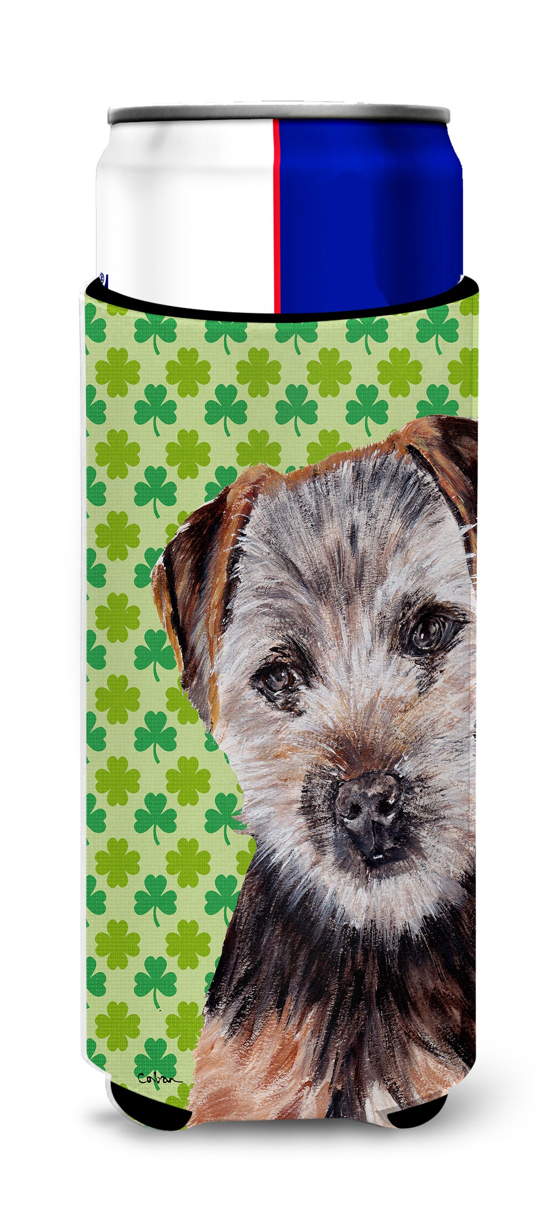 Norfolk Terrier Puppy Lucky Shamrock St. Patrick's Day Ultra Beverage Insulators for slim cans SC9735MUK.