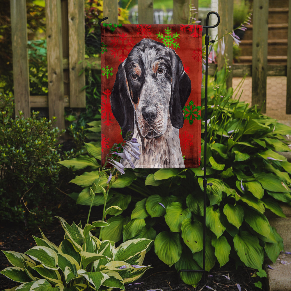 Blue Tick Coonhound Red Snowflakes Holiday Flag Garden Size SC9745GF