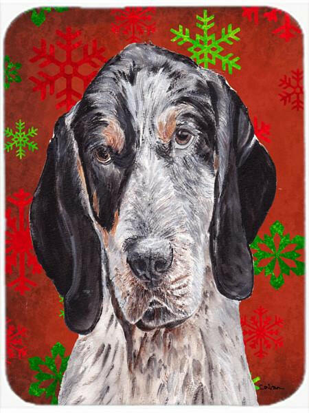 Blue Tick Coonhound Red Snowflakes Holiday Glass Cutting Board Large Size SC9745LCB by Caroline's Treasures