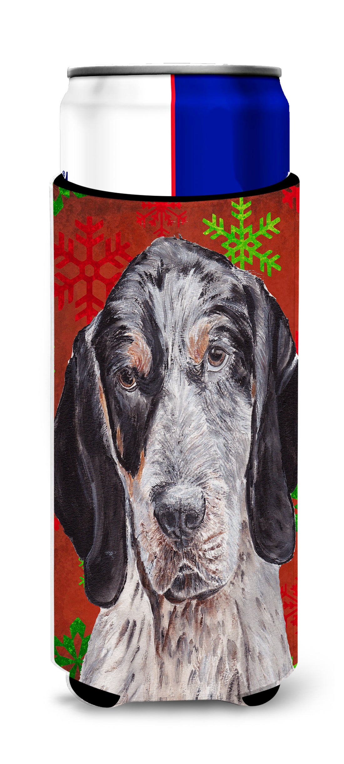 Blue Tick Coonhound Red Snowflakes Holiday Ultra Beverage Insulators for slim cans SC9745MUK