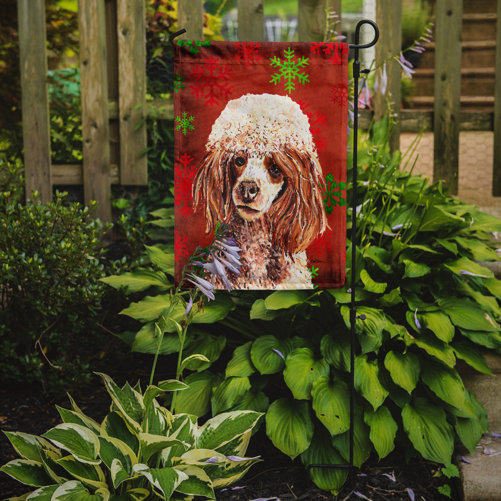Red Miniature Poodle Red Snowflakes Holiday Flag Garden Size SC9747GF