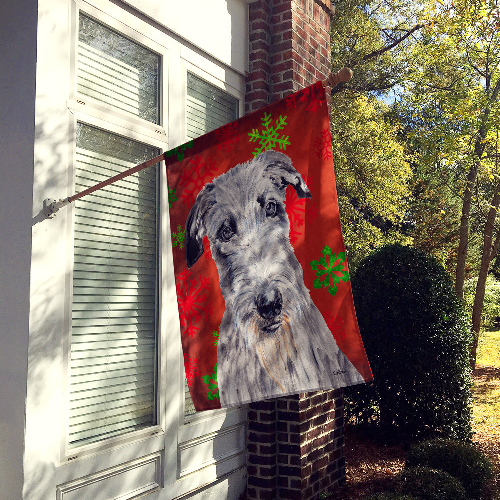 Scottish Deerhound Red Snowflakes Holiday Flag Canvas House Size SC9754CHF