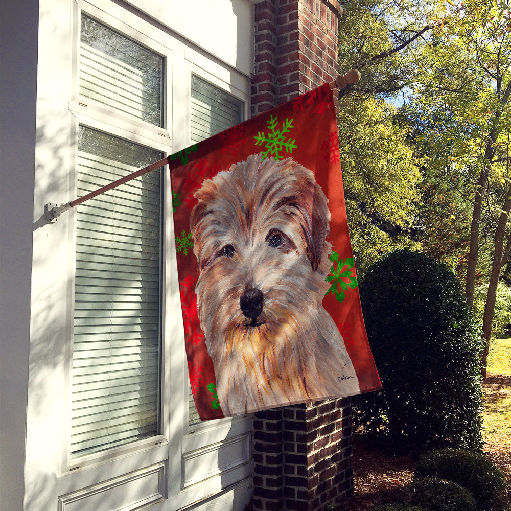 Norfolk Terrier Red Snowflakes Holiday Flag Canvas House Size SC9760CHF