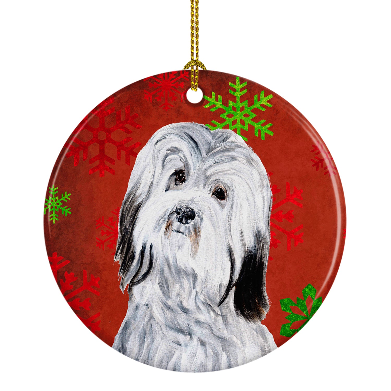 Havanese Red Snowflakes Holiday Ceramic Ornament SC9761CO1 - the-store.com