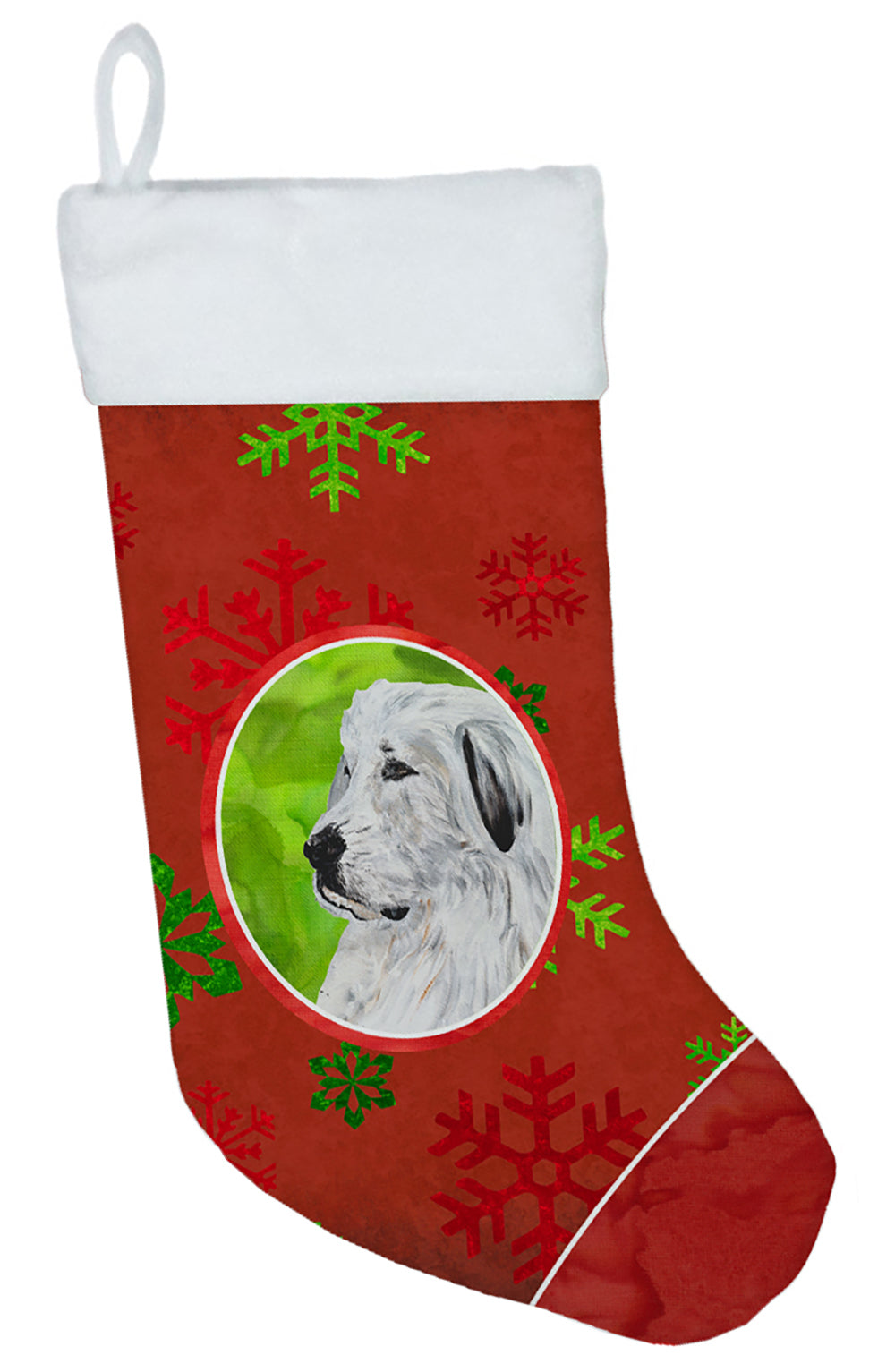 Great Pyrenees Red Snowflakes Holiday Christmas Stocking SC9762-CS