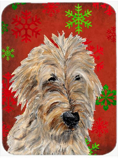 Golden Doodle 2 Red Snowflakes Holiday Glass Cutting Board Large Size SC9763LCB by Caroline's Treasures