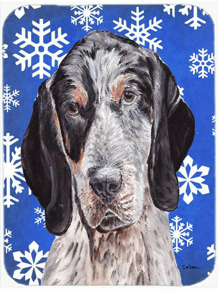 Blue Tick Coonhound Winter Snowflakes Glass Cutting Board Large Size SC9769LCB by Caroline's Treasures