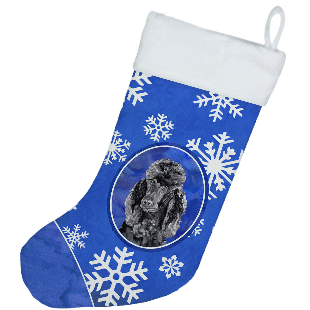Black Standard Poodle Winter Snowflakes Christmas Stocking SC9770-CS
