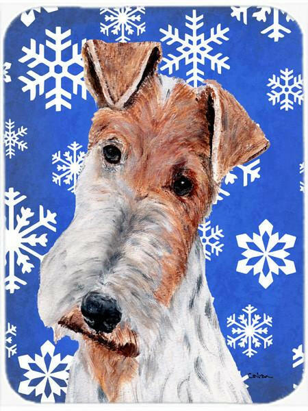 Wire Fox Terrier Winter Snowflakes Glass Cutting Board Large Size SC9772LCB by Caroline's Treasures