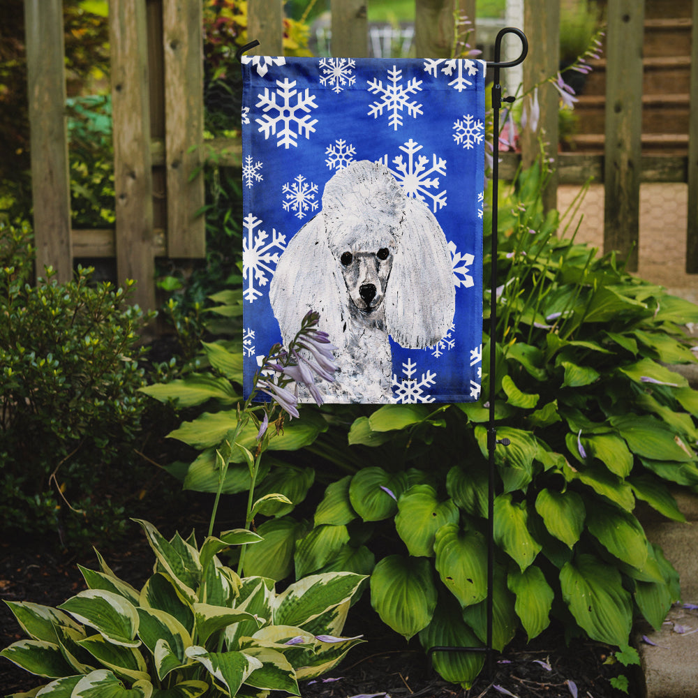 White Toy Poodle Winter Snowflakes Flag Garden Size SC9773GF